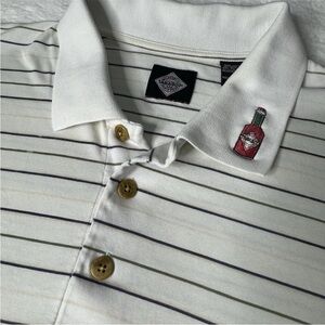 Vintage Tabasco Golf White Striped Polo Shirt XL Retro VTG